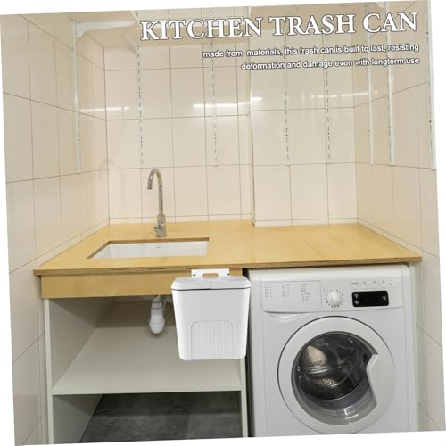 Caneca de basura rectangular blanca para cocina y baño miniatura 6