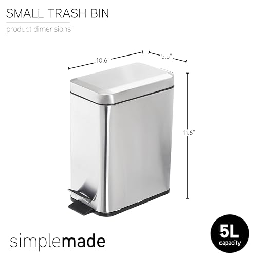Caneca de basura rectangular SIMPLEMADE acero inoxidable 5 L miniatura 6