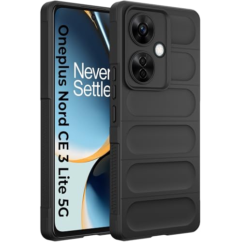 Image of A rtistque Liquid Silicone Stripes Back Cover Case for OnePlus Nord CE 3 Lite 5G | with Camera Protection | with Inner Fabric | Anti Slip Grip | OnePlus Nord CE 3 Lite 5G Back Cover - Black