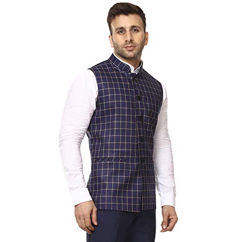 Image of Veera Paridhaan Men's Poly Cotton Jute Nehru Jacket