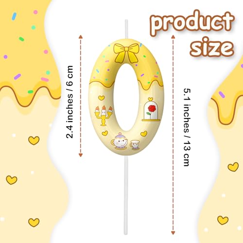Image of Yellow Cartoon Birthday Candles, Number 0 Candle Yellow Themed Birthday Party Supplies, 2.4 inch Birthday Candles for Cake Topper Party Decorations, Birthday Decorations for Boys Girls (Number 0)