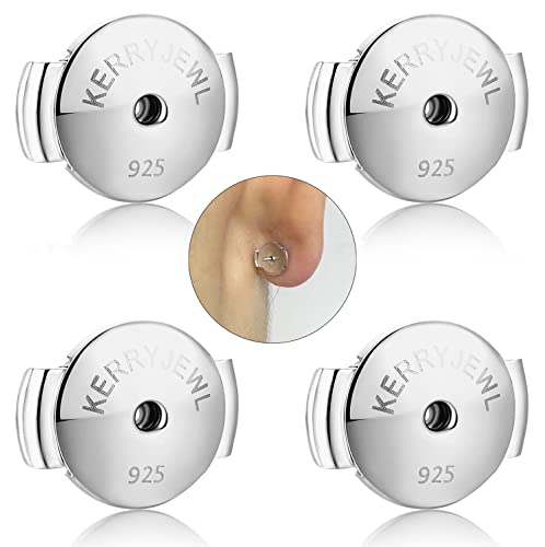 14K White Gold Locking Earring Backs Replacements For Diamond Studs, 2 Pairs 925 Sterling Silver Locking Earring Backs, Secure Hypoallergenic Earring Backs No Fading Comfort Earring Backs #TOP22