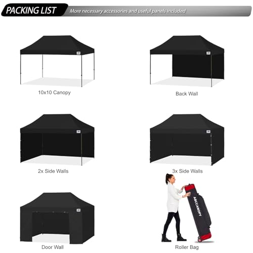 Image of ABCCANOPY Heavy Duty Instant Pop up Canopy Tent with Sidewalls10x15, Dark Black