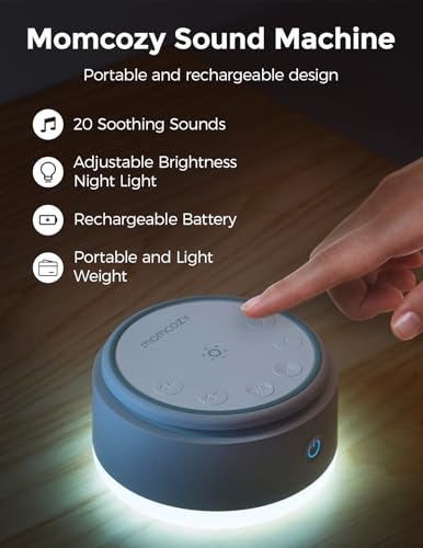 Image of Momcozy Sound Machine for Baby | Portable White Noise Sound Machine for Sleep Rechargeable | 20 Sleep Sounds White Noise Machine with Nursery Night Light | Travel Sleep Sound Machine Battery Based