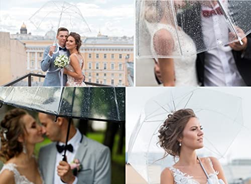 Siepasa Women’s Clear Bubble Transparent Umbrella-Auto Open Clear Dome Umbrella With Classic Hook Handle For Gentlemen And Ladies Wedding, Bridal Parties, Outing And Large Group Gathering, Graduation, Prom, Or Everyday City Walking. (White) #TOP2