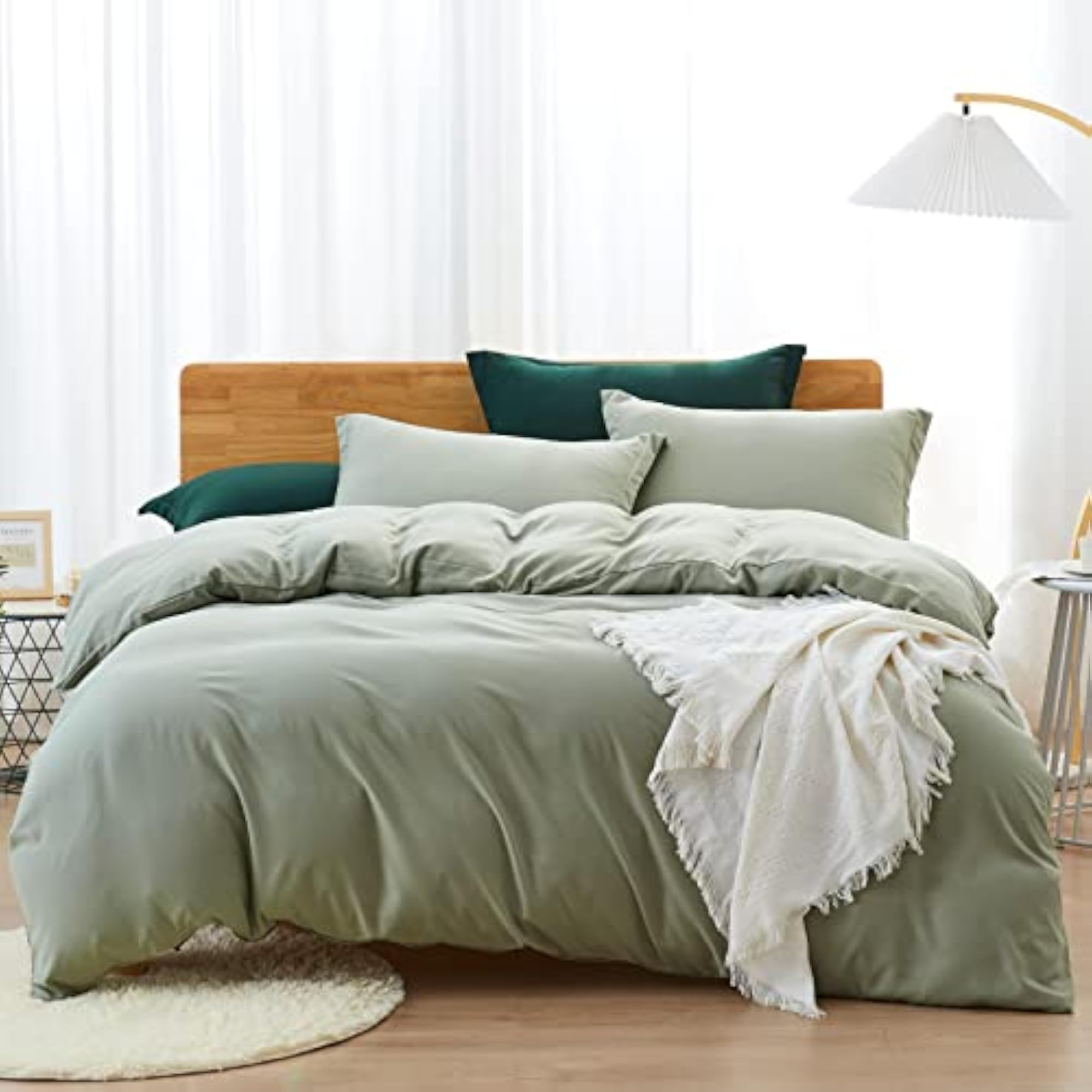 Solid Color 3pcs Duvet Cover Set, 100% Washed Microfiber