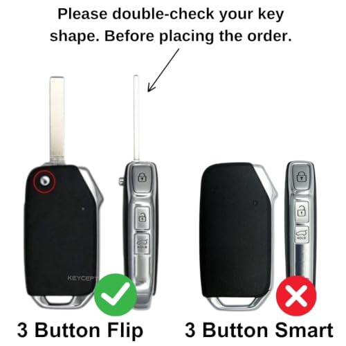 Image of KEYCEPT Metal Armor Key Cover Compatible for Kia Seltos 2024 2023 Facelift HTX | Sonet Facelift | Carens X Line 3 Button Flipt Key with Keychain. (Metal Armor)