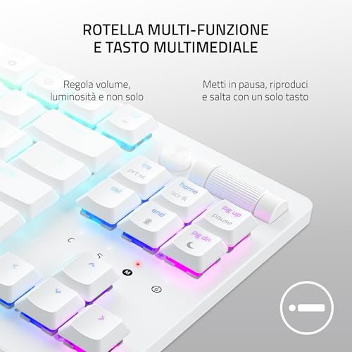 DeathStalker V2 Pro Tenkeyless (Interruttore Rosso) - Tastiera da Gioco Ottica Wireless a Basso Profilo (Interruttori Ottici Lineari, HyperSpeed Wireless, Bluetooth 5.0) Layout USA, Bianco - Tastiera gaming - Immagine 6