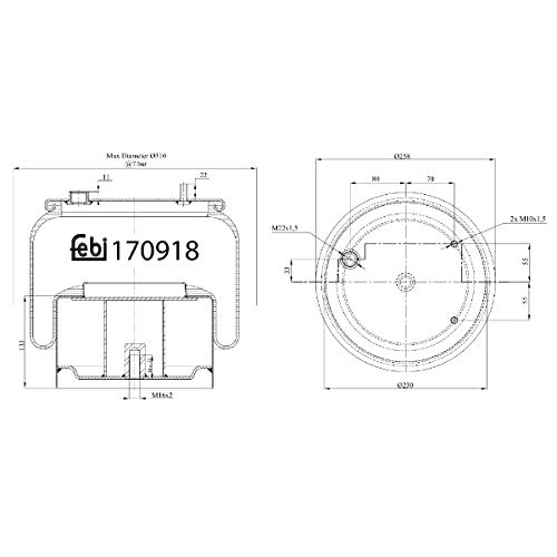 Fuelle con pistón de acero Febi bilstein 170918 amortiguación neumática eje