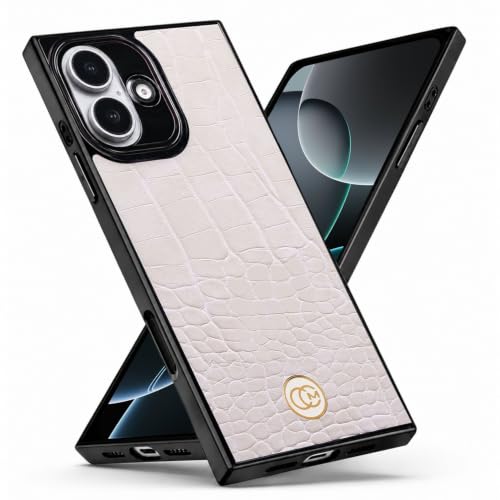 Image of COCOMII Rectangle for iPhone 16 Case, Ivory Crocodile Leather