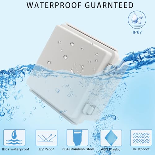 Image of Zulkit Junction Box,IP67 Waterproof Electrical Box Hinged Cover Stainless Steel Latch Plastic Enclosure for Project with Mounting Plate Wall Bracket and 2 Cable Gland Grey 5.9 inchx5.9 inchx3.5 inch(150x150x90mm)
