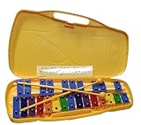 CARRILLON CROMATICO 25 NOTAS COLOREADAS UKAM mod.YCL-25K, Laminas grabadas con los nombres de las notas. Incluye 2 baquetas de color,Estuche Reforzado amarillo.(Solo Carrillon)