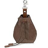 Foairs Leckerli-Beutel für Hunde, Futteraufbewahrung für Hundetraining, Schrumpftaschen Design mit Clip Schnalle,Hundeleckerli-Tasche für freihändiges, Braun