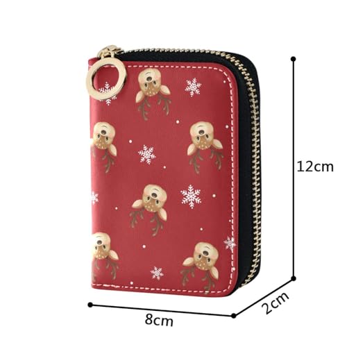 RFID Credit Card Holder Christmas Reindeer Elk Deer Leather With Zipper Card Case Wallet for Women Girls4