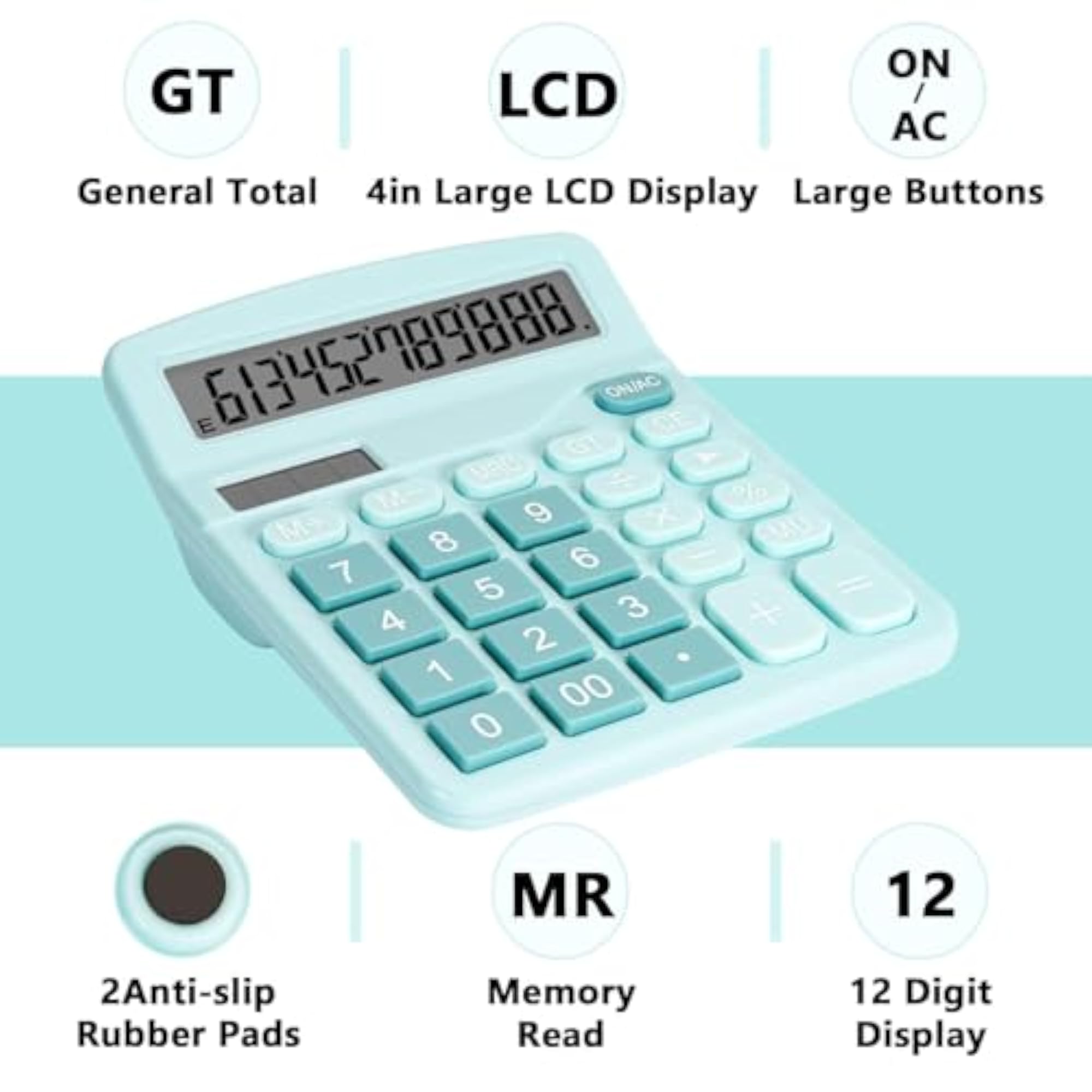 12-Digit Desktop Calculator with Extra Large LCD Screen