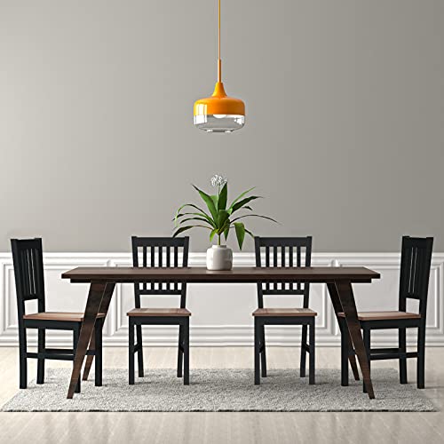 Giantex Set Of 4 Wood Dining Chairs, Whitesburg Dining Room Side Chair W/Wide Seat, Easy To Assemble, Parker Country Farmhouse Style, For Dining Room Living Room Restaurant,Black #TOP1