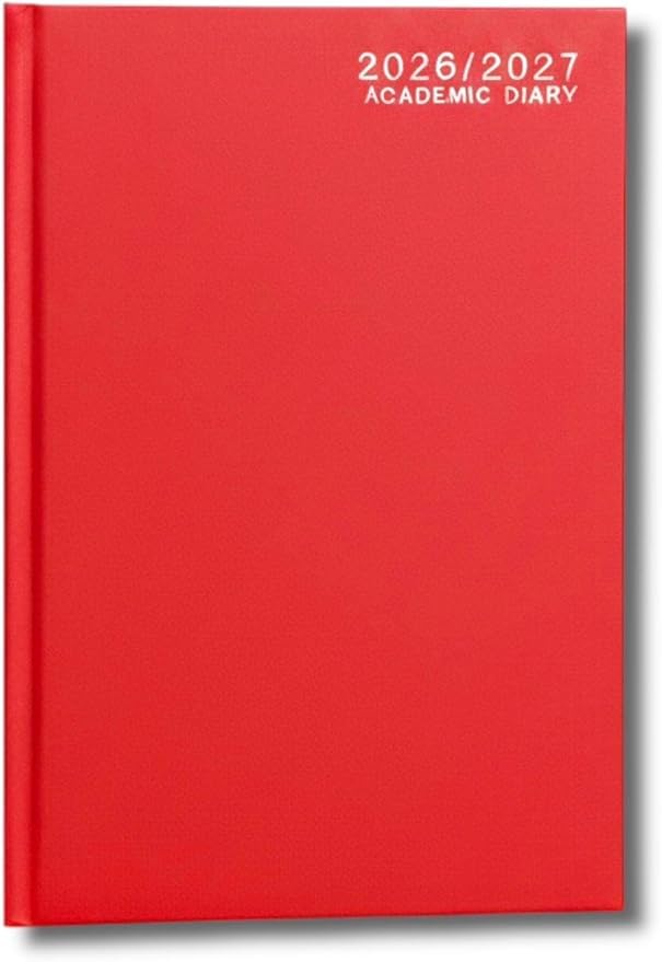 Academic Diary 2026-2027 A5 Week to View | Hardback Mid-Year School Planner for Students & Teachers | August 2026 - July 2027 (Red)