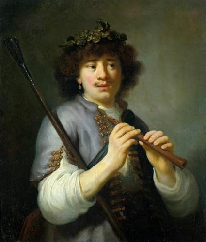 Cuadro pared lienzo de Rembrandt como pastor por Govert Flinck, pintura decorativa de 60x90cm