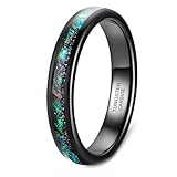 Whoiy Anillos de compromiso negros para hombre, grabados, alianzas de tungsteno con ópalo, 4 mm/8 mm, bisutería para hombre, sin piedra, talla 47-72, 58 (18.5), Carburo de tungsteno, Sin piedra