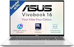 ASUS Vivobook 16 (2026),Intel Core Ultra 5 225H,Intel iGPU,16GB RAM (Upgradeable),512GB SSD,FHD+,16"(40 cm),Wi