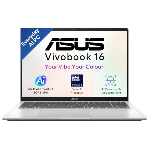 ASUS Vivobook 16 (2026),Intel Core Ultra 5 225H,Intel iGPU,16GB RAM (Upgradeable),512GB SSD,FHD+,16"(40 cm),Windows 11 Home,M365 Basic(1 Year),Office 2024,Cool Silver,1.88 kg,X1607CA-MB350WS,AI Laptop - Image 2