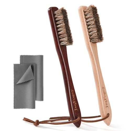 Horsehair Silver Cleaning Brush Set - 2PCS Premium Detailing Brush & Polishing Cloth for Silverware Jewelry Plateware & Sterling Silver (Style A)