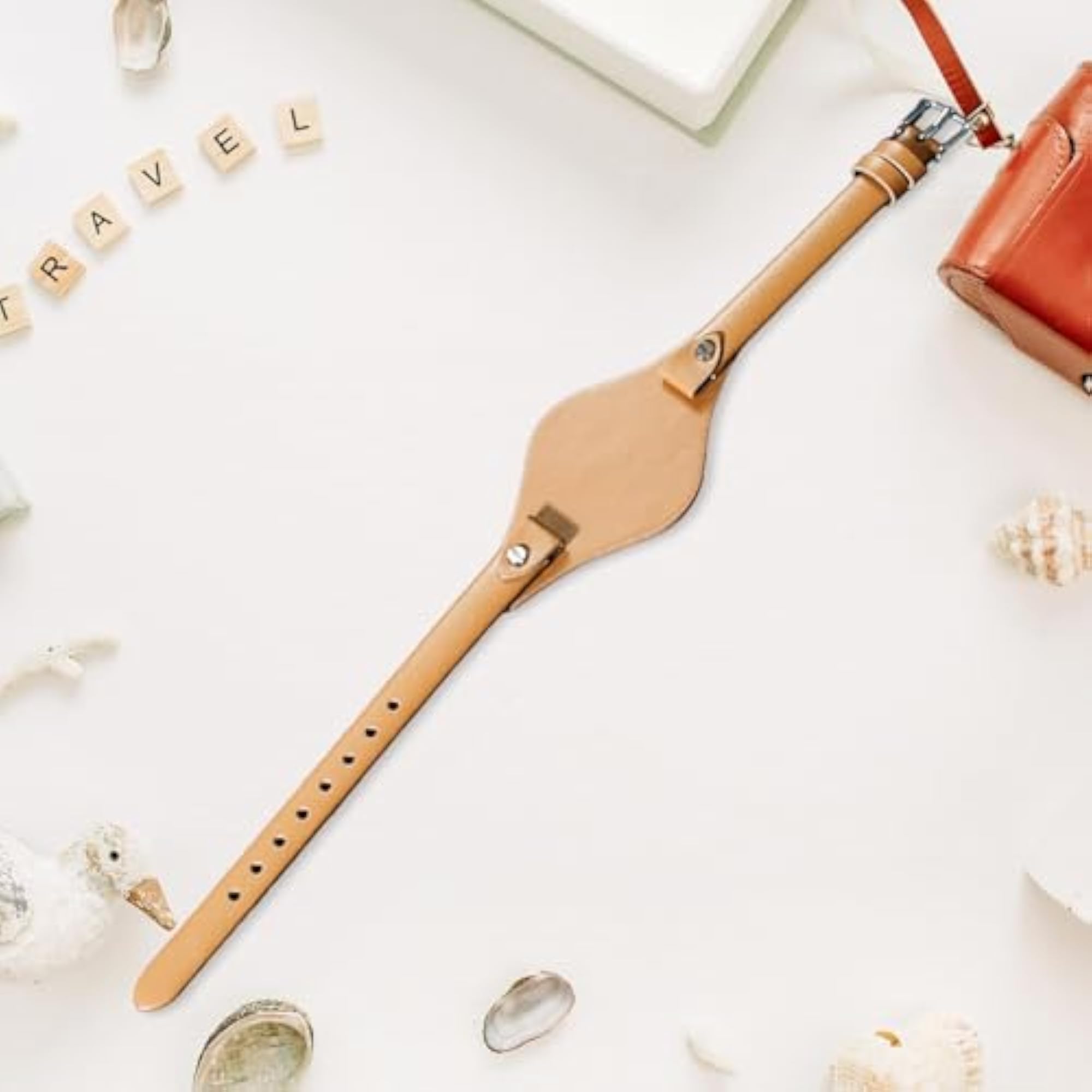 Adjustable Light Khaki Leather Watch Band Replacement