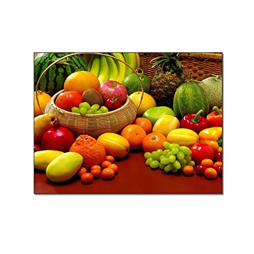 Canvas Painting Green Fruits Lemon Wall Art Pictures Food Painting Kitchen Decor Canvas Painting Pos Canvas Painting Wall Art Poster For Bedroom Living Room Decor 24X32Inch(60X80Cm) Frame-Style-1 #TOP8