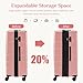 OLIXIS 3-Piece Suitcase Set, Hardside Luggages with Spinner Wheels, Lightweight ABS Hard Shell Travel Luggage, Expandable Carry-On Suitcase with TSA Approved Lock –Pink(20+24+28 Inch)