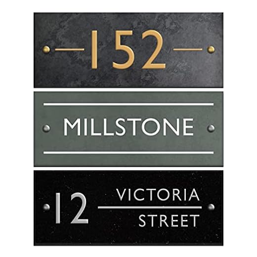 House Signs, Names & Numbers, Personalised, Contemporary Design, 25.5 x 10cm (Granite)