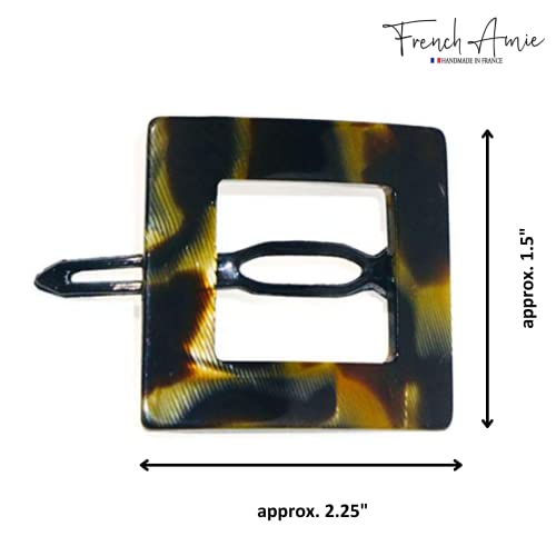 French Amie Pinzas para el cabello de acetato de celulosa hechas a mano, tamaño pequeño cuadrado caramelo dorado, sin metal, pinzas francesas para mujeres miniatura 5