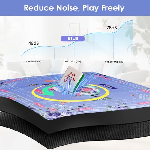 Mahjong Mat for Table with Carrying Bag 31.5" x 31.5",American Mahjong mat with Printed Rules，Anti-Slip Noise-Reducing Neoprene Mahjong Mats for Dominoes,Cardboard Games(Purple Floral Butterfly) by Generic - Used condition - Image 5