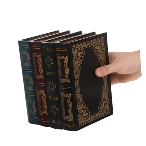 Libros falsos para decoración que ocultan objetos en estantes 5