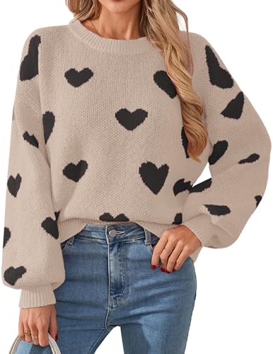 Image of Libsorge Womens Valentine Heart Sweater 2026 Valentines Day Trendy Cute Oversized Long Sleeve Pullover Sweaters