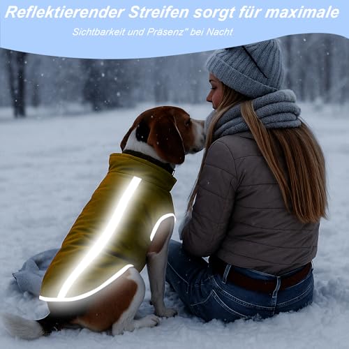 DoggieKit Hundejacke Wasserdichter Hundemantel Reflektierende Wintermantel mit Fleecefutter Winddichtes Wintermantel Hundepullover Hundekleidung für Kaltes Wetter Winter Warm Hunde Winterweste Jacken