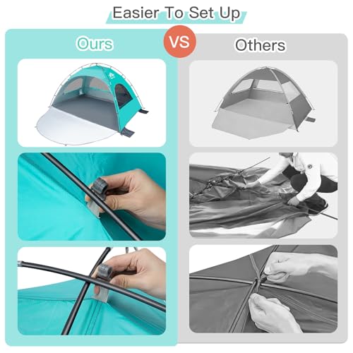 Night Cat Beach Tent Portable Camping Sun Shade Shelter for 2-4 Persons with UV Protection 3 Breathable Mesh Windows Extended Tent Floor Easy Set Up Outdoor image 7