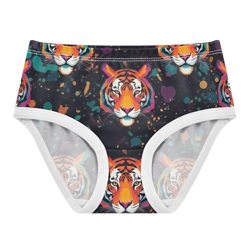 Toddlers Underwear Floral 2t Cotton Little Girl Panties Bright Undies Kids Briefs Vibrant Watercolor Tigers Black