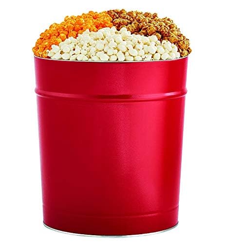 The Popcorn Factory Popcorn Tin with 3 Popcorn Flavors, Robust Cheddar, Butter, Caramel, Large Tub...