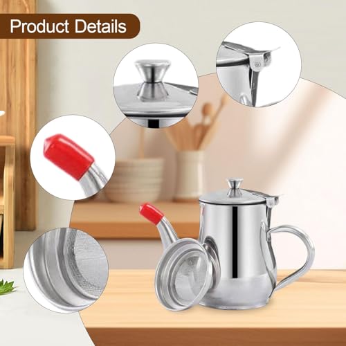 Image of ATORSE Oil Pot Kitchen Storage Oil Strainer Container for Kitchen Grease Restaurant 13oz