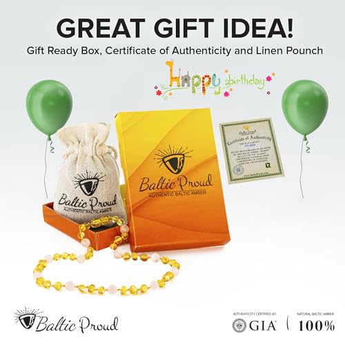 Baltic Proud Amber Necklace (Unisex Honey Rose Polished 12.5 Inches) - Certified Premium Quality Raw Baltic Sea Amber 5