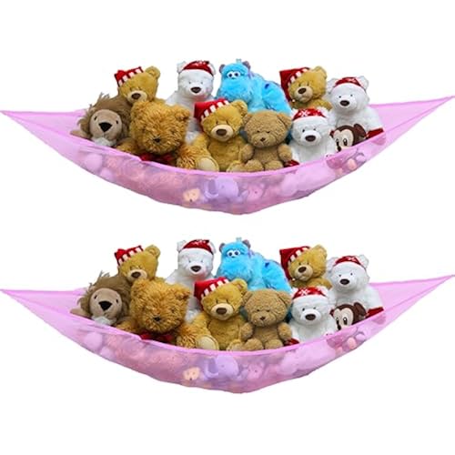 Simple Houseware 2 Pack Stuffed Animal Toy Hammock Net, Pink