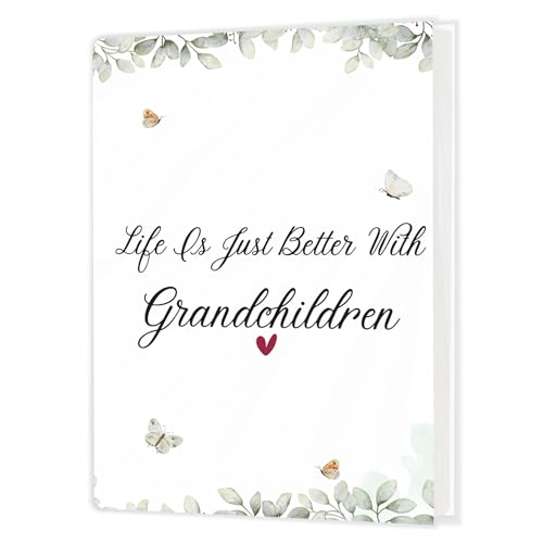 Cabana Bro Grandpa Grandma Gifts Photo Album Holds 36 4x6 Photos, Grandparents Gifts from Grandkids, New Grandparent Gift, Life is Just Better with Grandchildren Small Photo Album Memory Keepsake