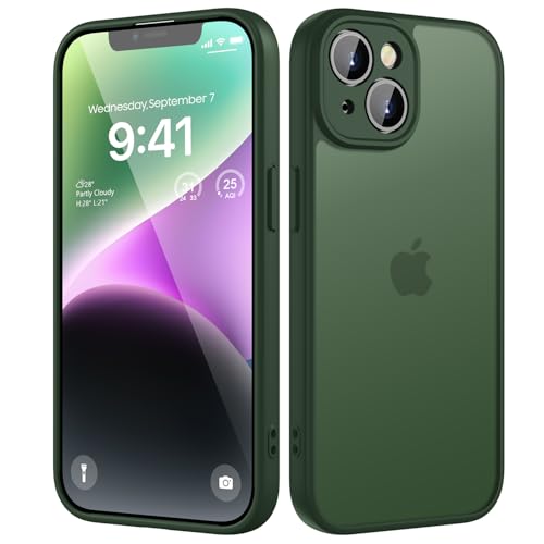 HGH Matt Hülle für iPhone 14 Kameraschutz, Stoßfest Militärstandard FallSchutz Handyhülle für iPhone 14, Durchscheinende...
