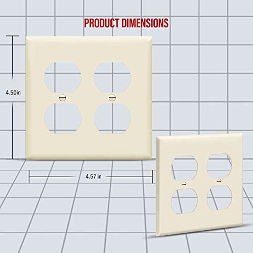 Enerlites 8822-La Duplex Receptacle Outlet Wall Plate, Standard Size 2-Gang, Polycarbonate Thermoplastic, Light Almond #TOP1