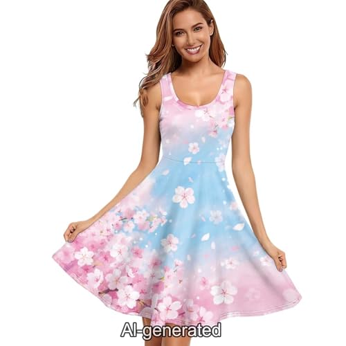 Image of Dreaweet Casual Sleeveless Dresses for Women Girls, Round Neck Tank Dresses with Pockets Summer Sundress Size XS-4XL