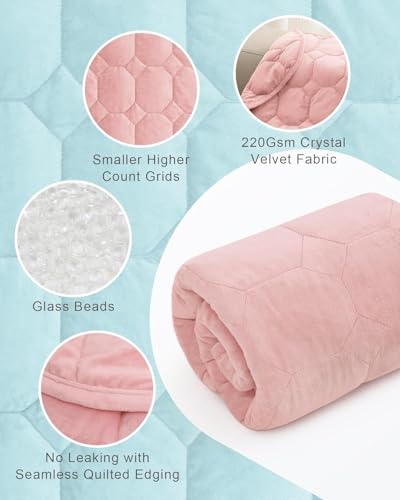 Image of Cottonblue Weighted Lap Blanket Pad 5 lbs 29 inch x 33 inch, Cozy Luxury Crystal Velvet Weighted Blanket for Adults Teens, Small Weighted Blanket Throw All Season for Travel Relaxation Sleeping, Dull Pink