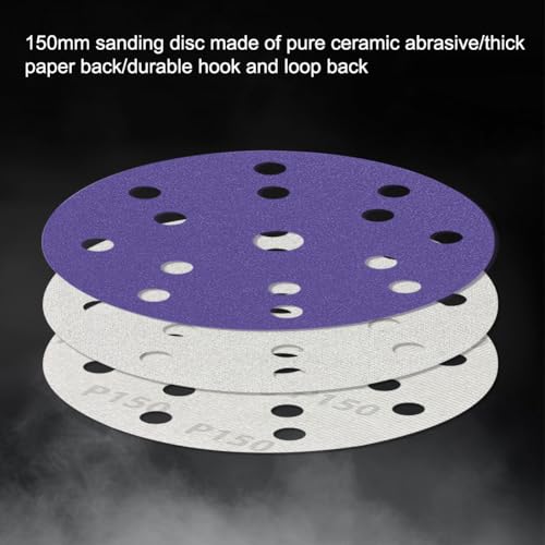 60x Schleifscheiben 150mm Klett Set rund für Exzenterschleifer,150 Körnung 15 Loch Rund schleifscheiben Set,für Holz Metall und Farbe