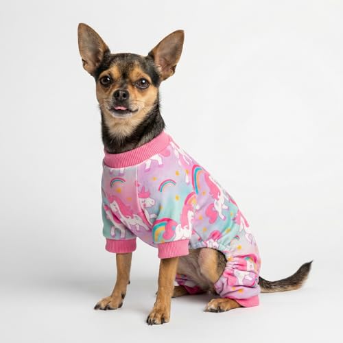 Image of Fitwarm Dreamy Unicorn Fleece Dog Pajamas, Fairy Winter Clothes for Small Dogs Girl, Cozy Pet Onesie, Pink, Blue, Large