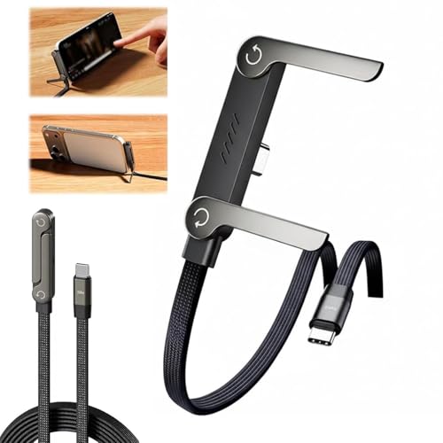 2-in-1 Ladekabel mit Ständer & Handyhalterung 240W Schnelllade1 5m USB-C Kabel für Smartphone & klappbar Steh-Ladekabel mit integriertem Ständer für Schreibtisch