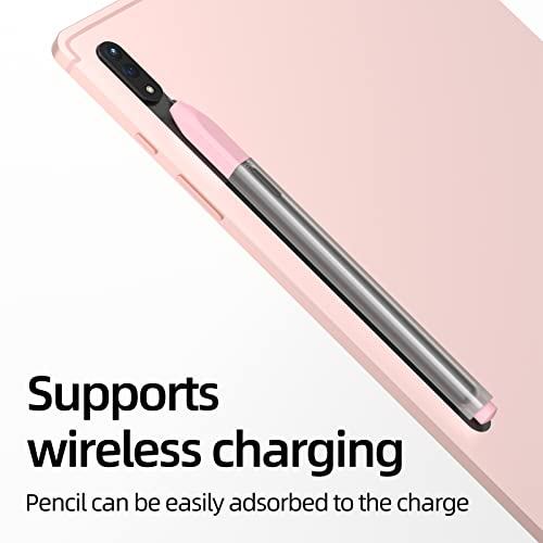 Image of Compatible with Samsung Galaxy Tab S7 /S7+ /S7 FE /S8 /S8+ /S8 Ultra /S9 /S9+ /S9 Ultra Pencil Case S Pen Case, Silicone Translucent Non-Slip Cover. (Pink)